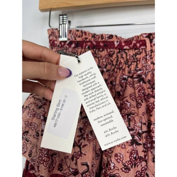 St. Roche Starling Elastic Tie Waist Casual Mini Skirt Women's Berry Size: 2 NWT - Picture 6 of 10